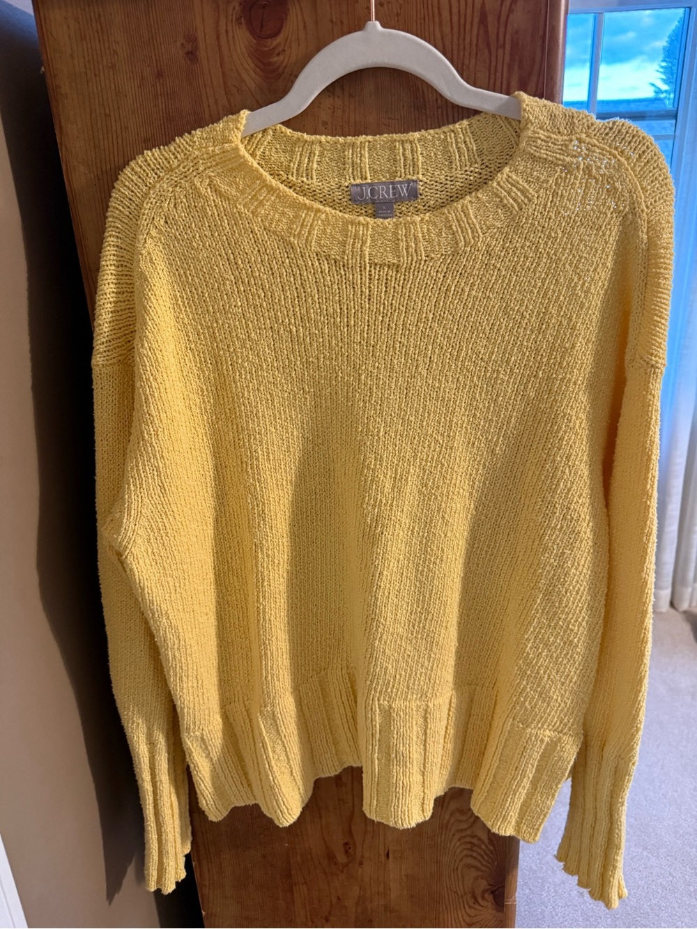 J. Crew Marina Cotton Blend Yellow Crewneck Sweater